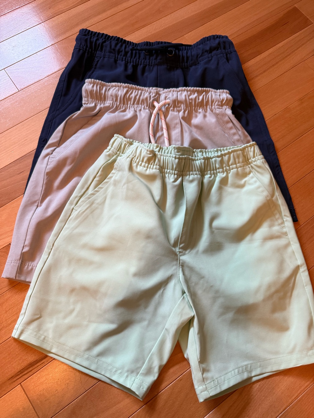 3-pack Boys SMALL Hybrid Drawstring Shorts in Mint Green, Gray and Navy
